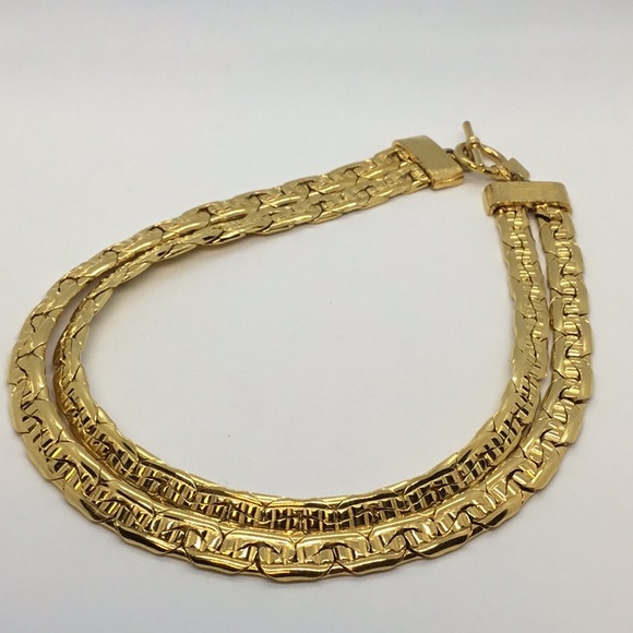 Anne Klein Couture Gold tone Double Strand Chain 1980’s Necklace - Picture 4 of 10